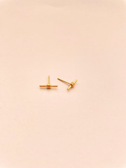 Wrapped Bar Stud Earrings
