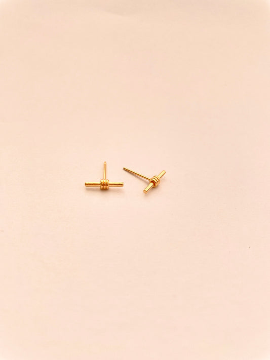 Wrapped Bar Stud Earrings
