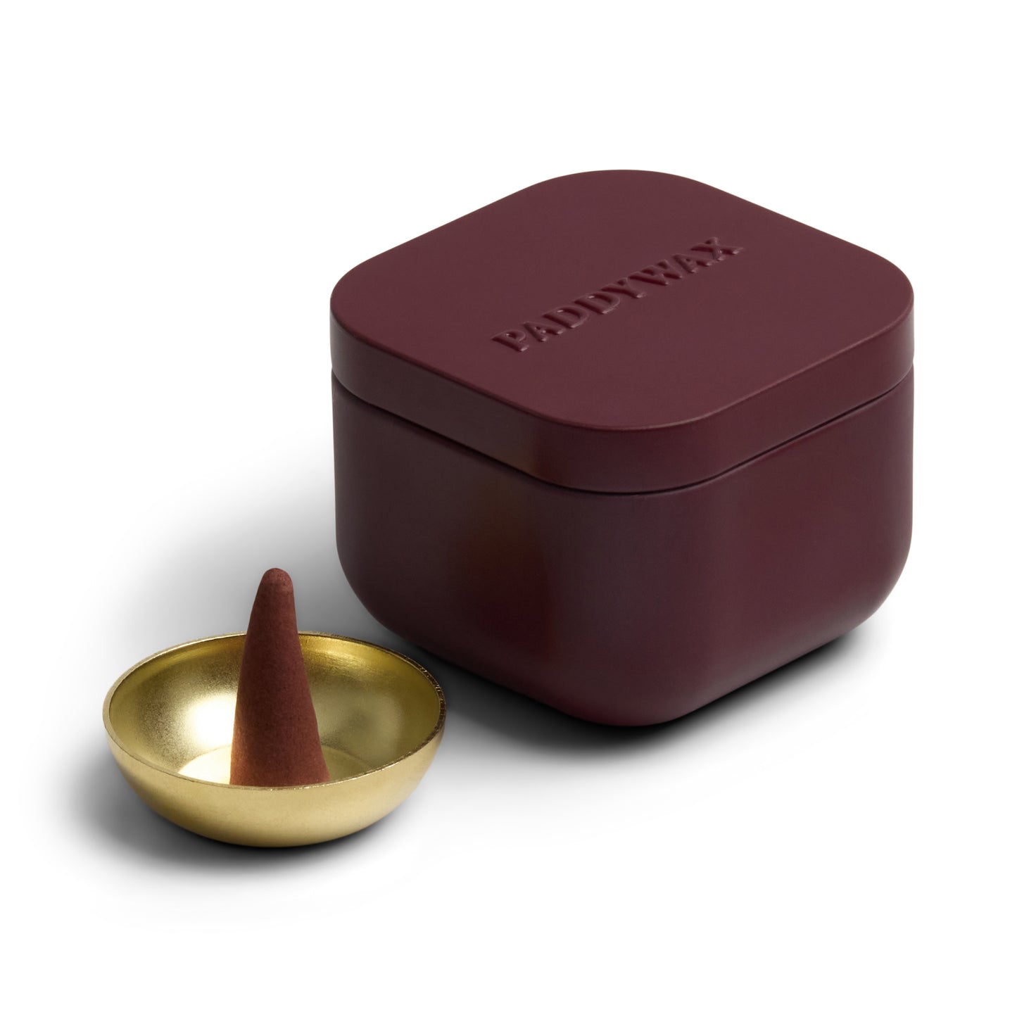 Black Fig & Olive Maroon Cubed Metal Tin Incense With 20 Incense Cones
