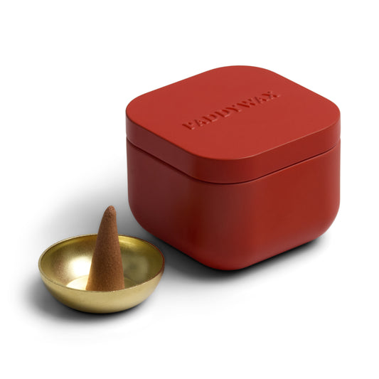 Saffron Rose Poppy Cubed Metal Tin Incense