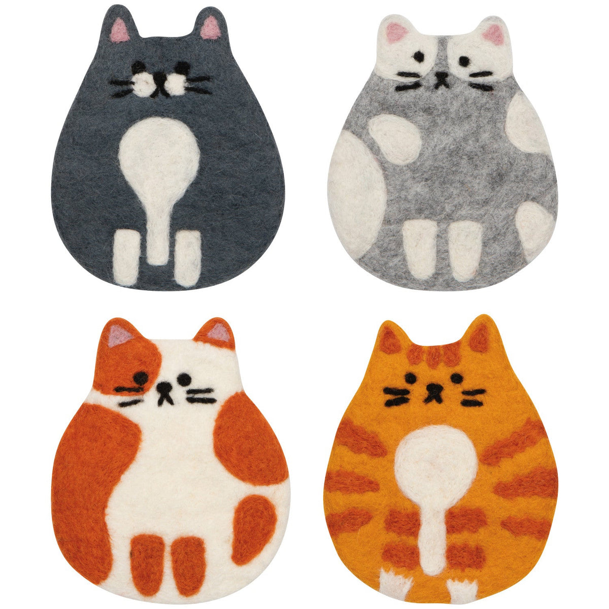Cat Club Felt Coasters Set of 4