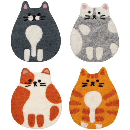 Cat Club Felt Coasters Set of 4