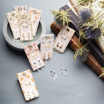 Stud Trio Ear Jacket Set Moon Turquoise Silver