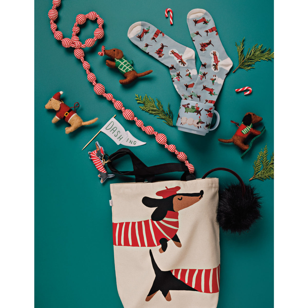 Dashing Dachshunds Felt Christmas Tree Ornaments