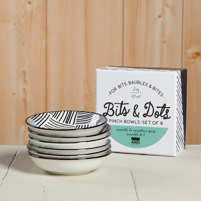 Bits and Dots Black and White Pinch Bowls Set of 6