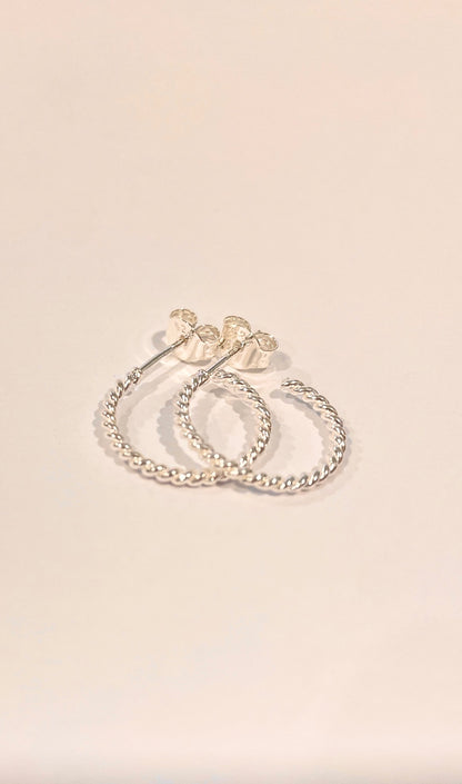 Little Twisted Wire Hoop On Post Earrings