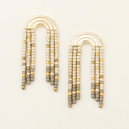 Chromacolor Miyuki Rainbow Fringe Earring Pewter Multi Gold