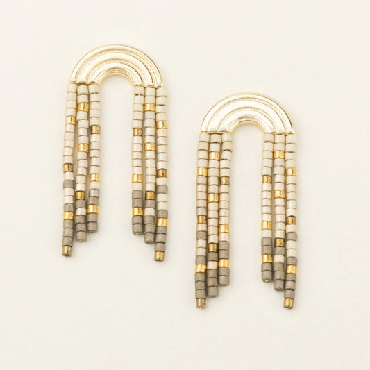 Chromacolor Miyuki Rainbow Fringe Earring Pewter Multi Gold