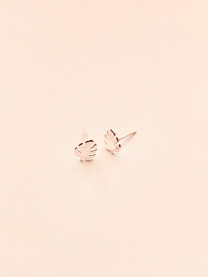 Monstera Leaf Stud Brushed Sterling Silver