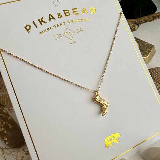 Dolly Cowboy Boot Charm Necklace Gold