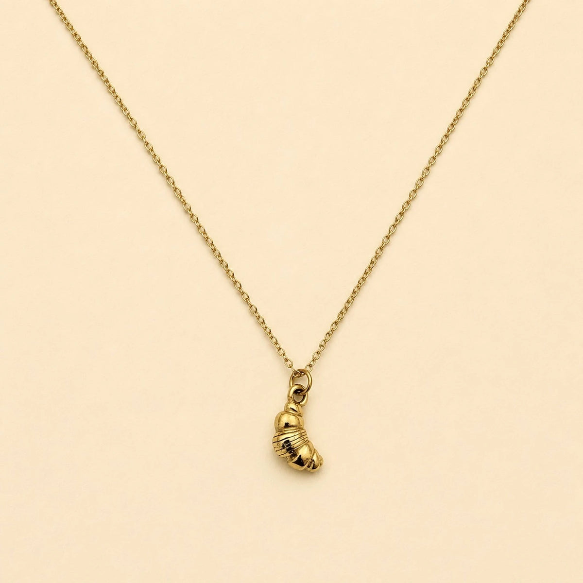 Quaso Croissant Charm Necklace Gold