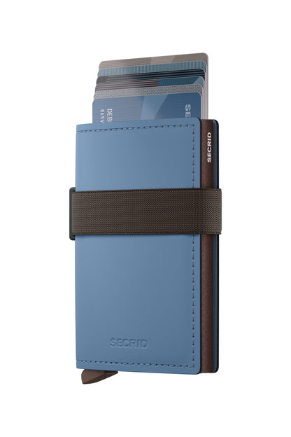Bandwallet Matte Leather Steel Blue-Brown