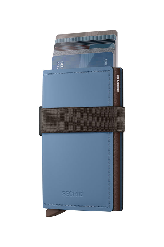 Bandwallet Matte Leather Steel Blue-Brown