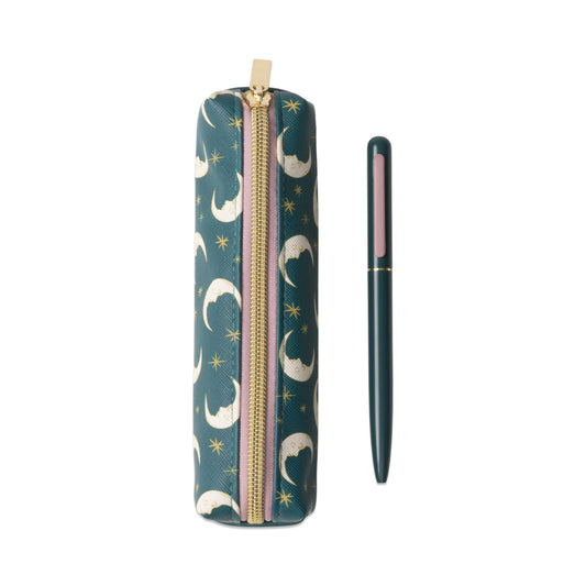 Pen & Pouch Set Teal Moon