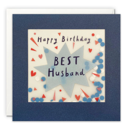 Happy Birthday Husband Card with Paper Confetti