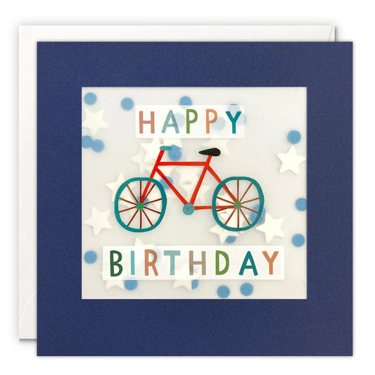 Red Bike Birthday Card with Paper Confetti