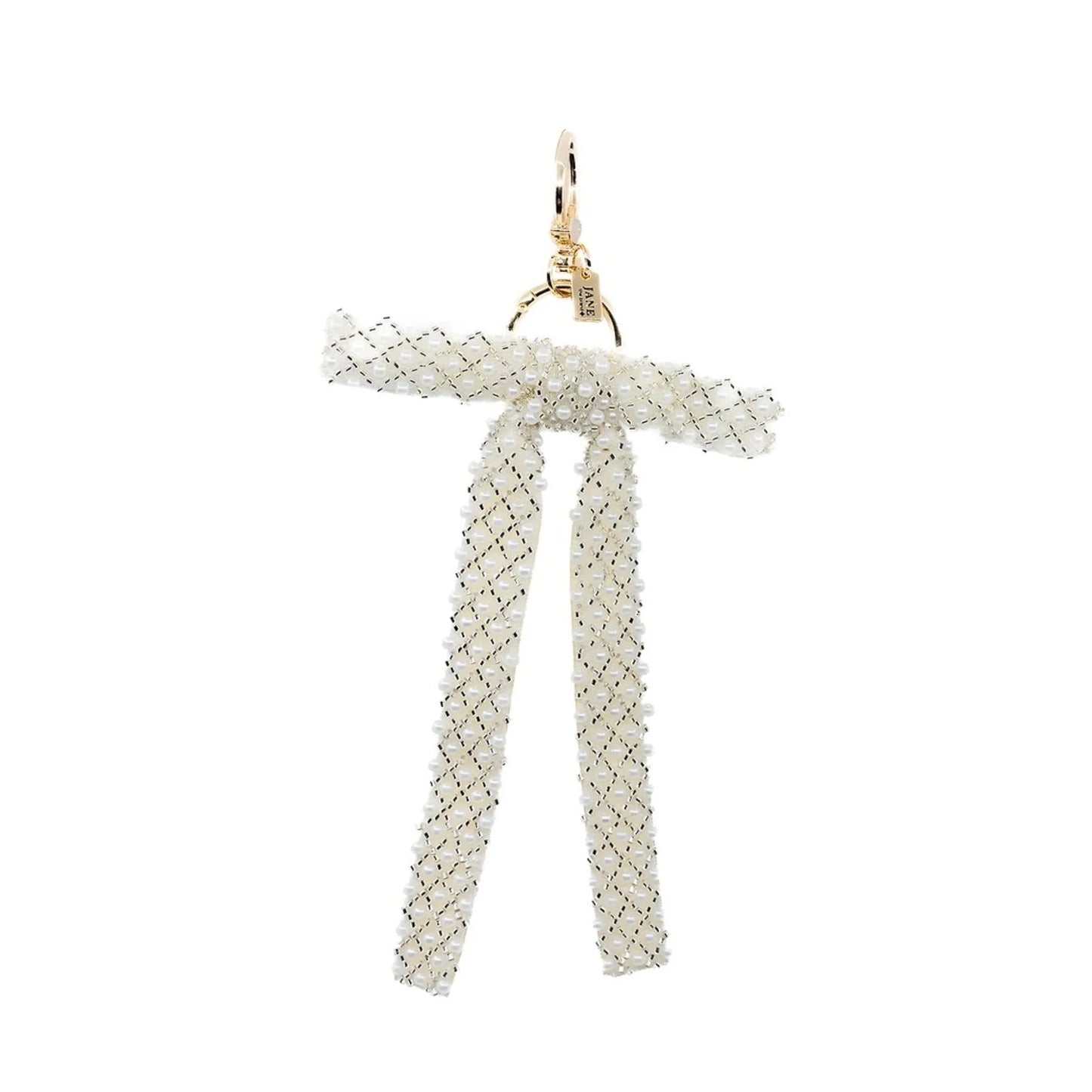 Pearl Beaded Bow in Cream Charm