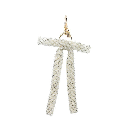 Pearl Beaded Bow in Cream Charm