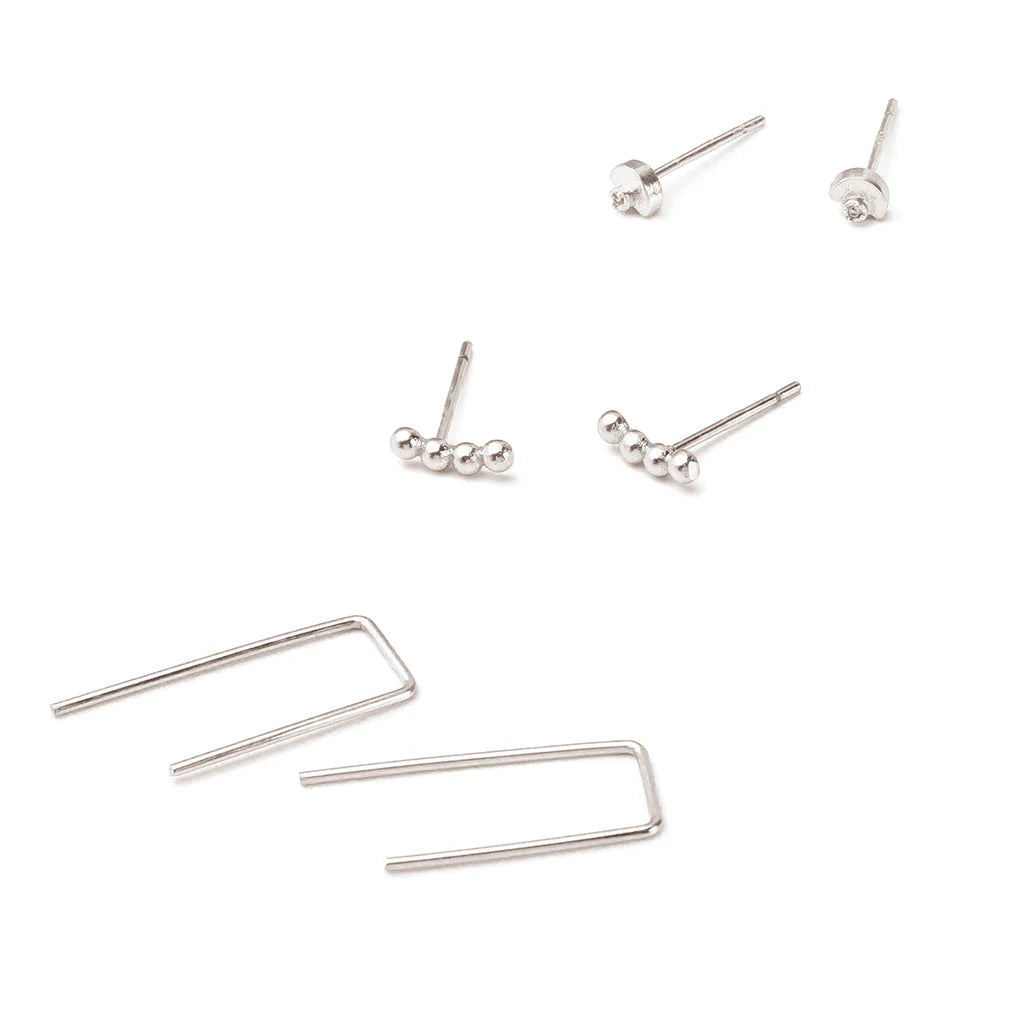 Refined Stud Trio Venus Silver