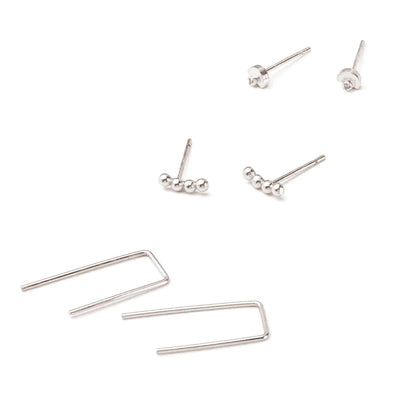 Refined Stud Trio Venus Silver