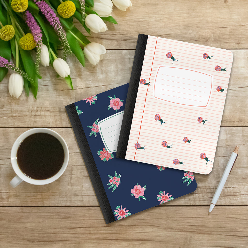 Racing Snails & Stitched Tropicals Composition Book Duo