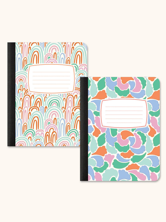 Rainbow Abstract Composition Book Duo