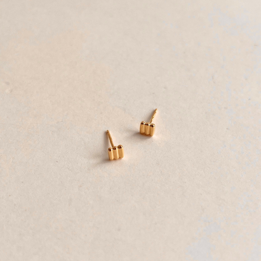 Ridged Square Stud Earrings