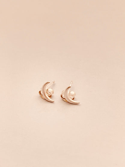 Rounded Crescent Moon Stud Earrings
