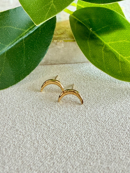 Rounded Crescent Moon Stud Earrings