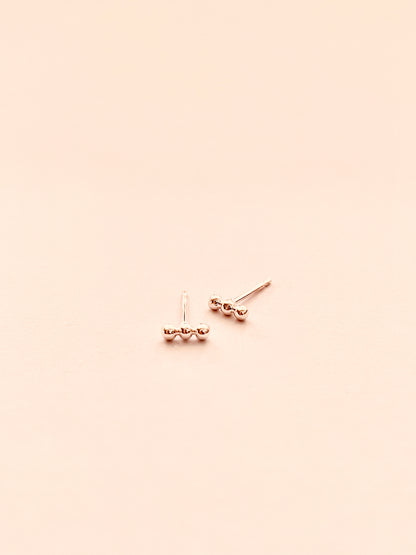 Row of 3 Tiny Balls Stud Earrings