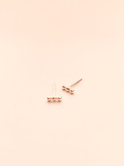 Row of 3 Tiny Balls Stud Earrings