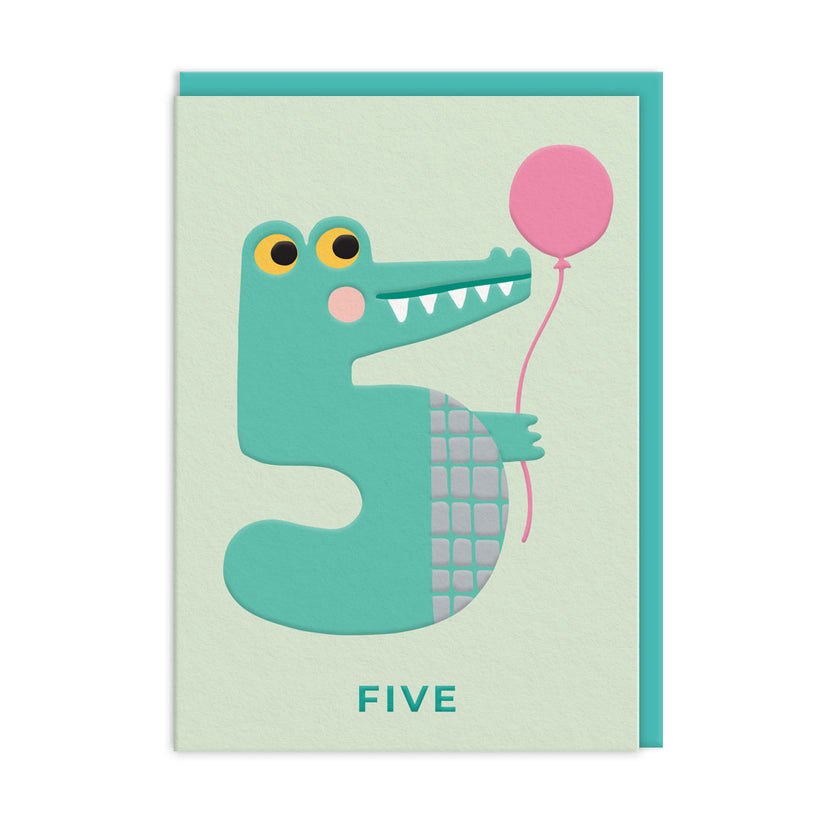 Age 5 Crocodile Birthday Card