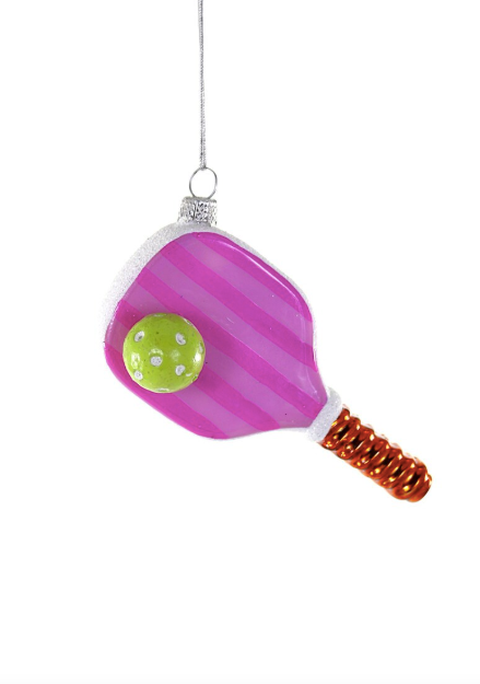 Pickleball-Pink Glass Ornament