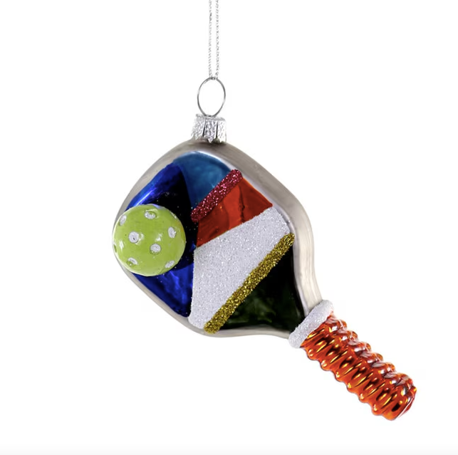 Pickleball Glass Ornament