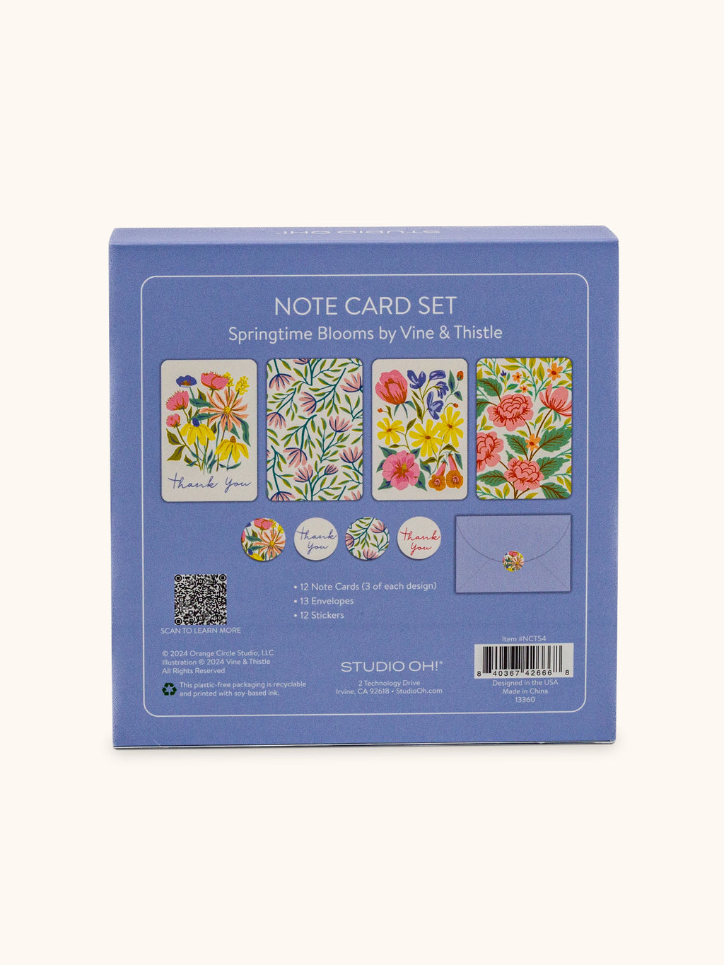 Springtime Blooms Assorted Note Card with Stickers