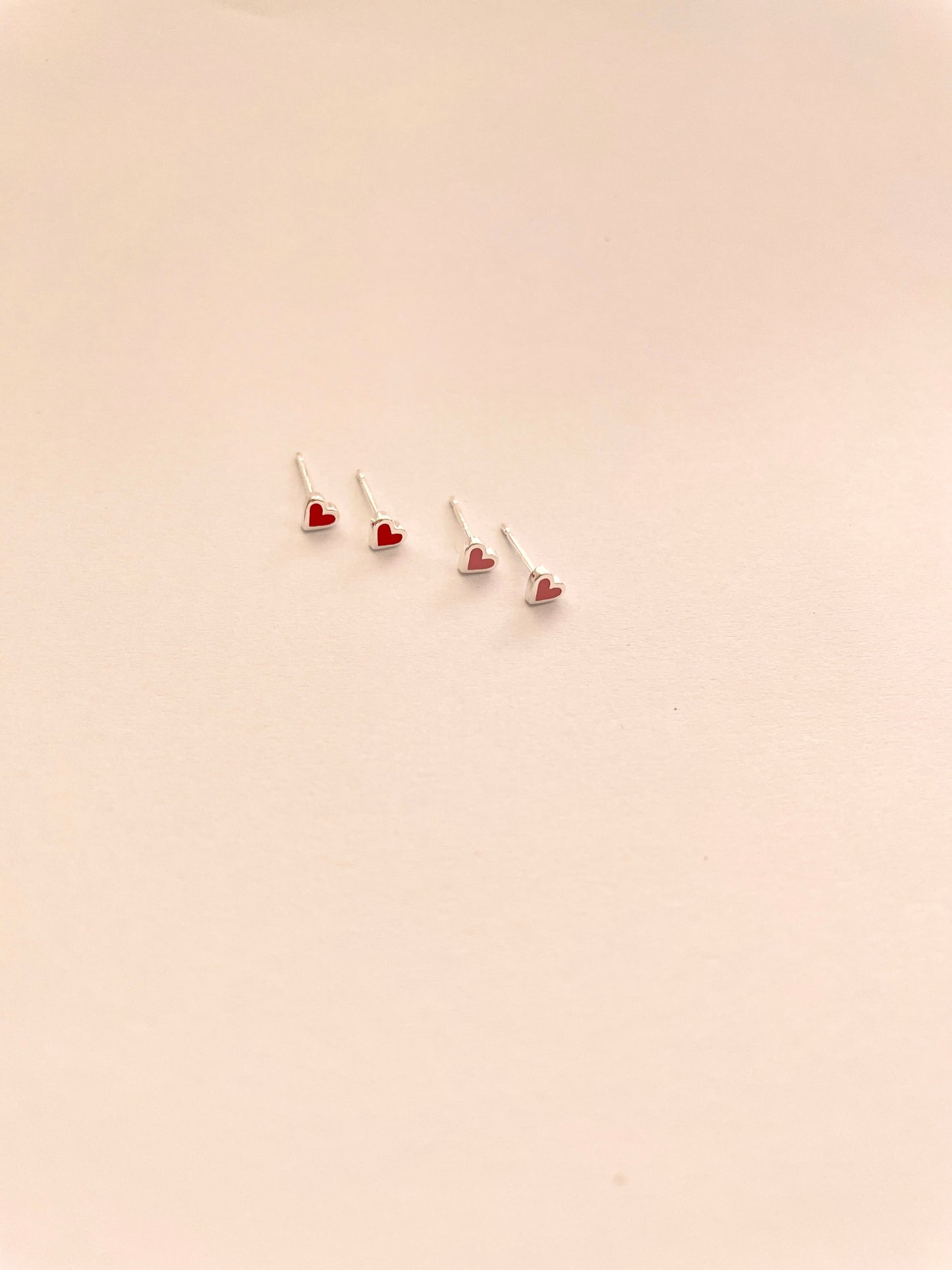 Super Tiny Enamel Heart Stud Earrings