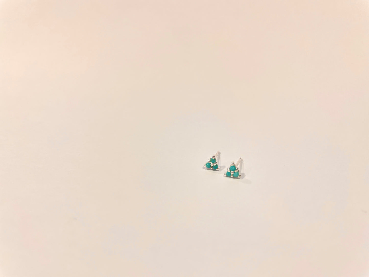 Tiny Triple Stone Triangle Turquoise Stud