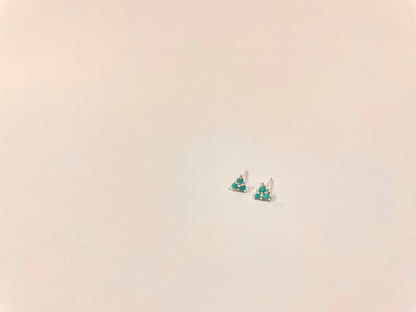 Tiny Triple Stone Triangle Turquoise Stud