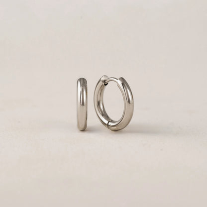 Tube 15mm Hoop Earrings Silver