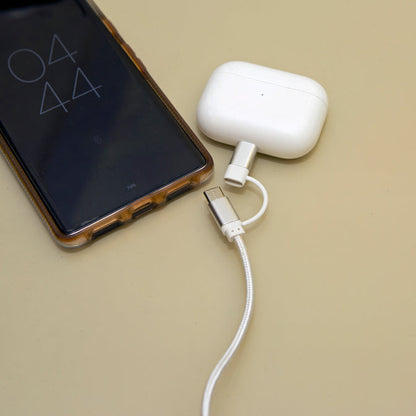 Silver 2-In-1 Braided Cable