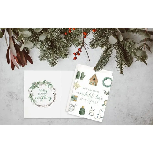 Vintage Christmas Holiday Items Flat Lay Card