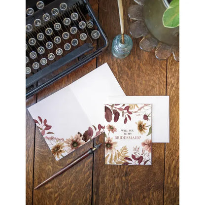 Will you be my Bridesmaid Card Plum Floral