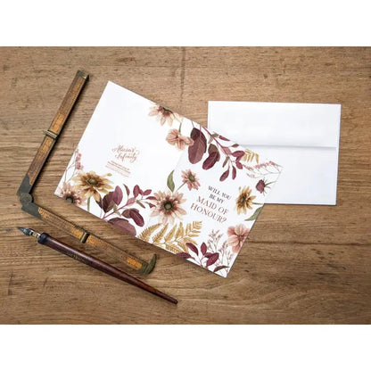 Will you be my Bridesmaid Card Plum Floral