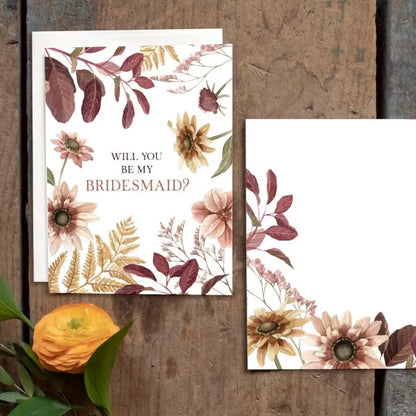 Will you be my Bridesmaid Card Plum Floral