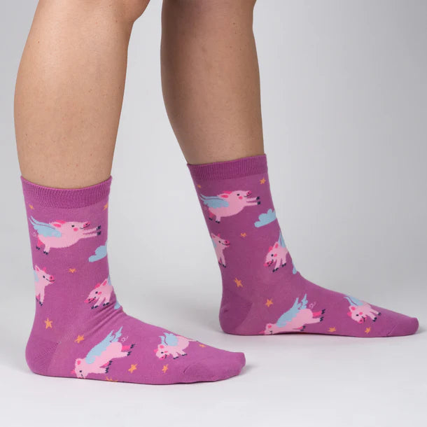 Women's Crew Socks When Pigs Fly