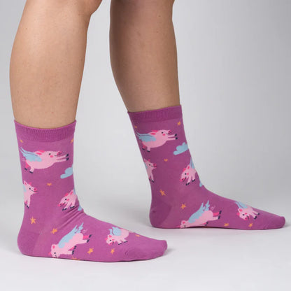 Women's Crew Socks When Pigs Fly
