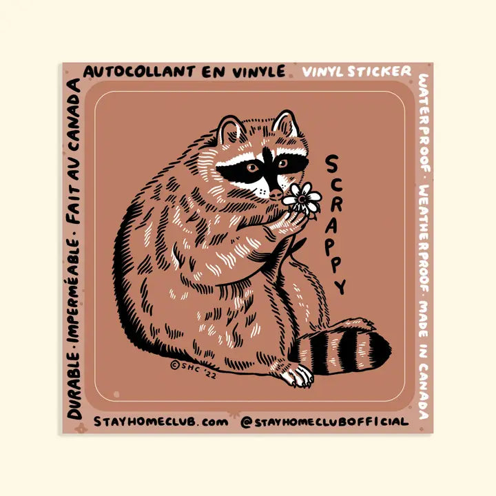 S106  Scrappy Raccoon Vinyl Sticker
