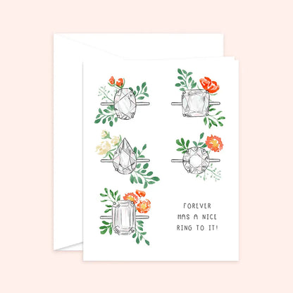 Floral Ring Engagement Card