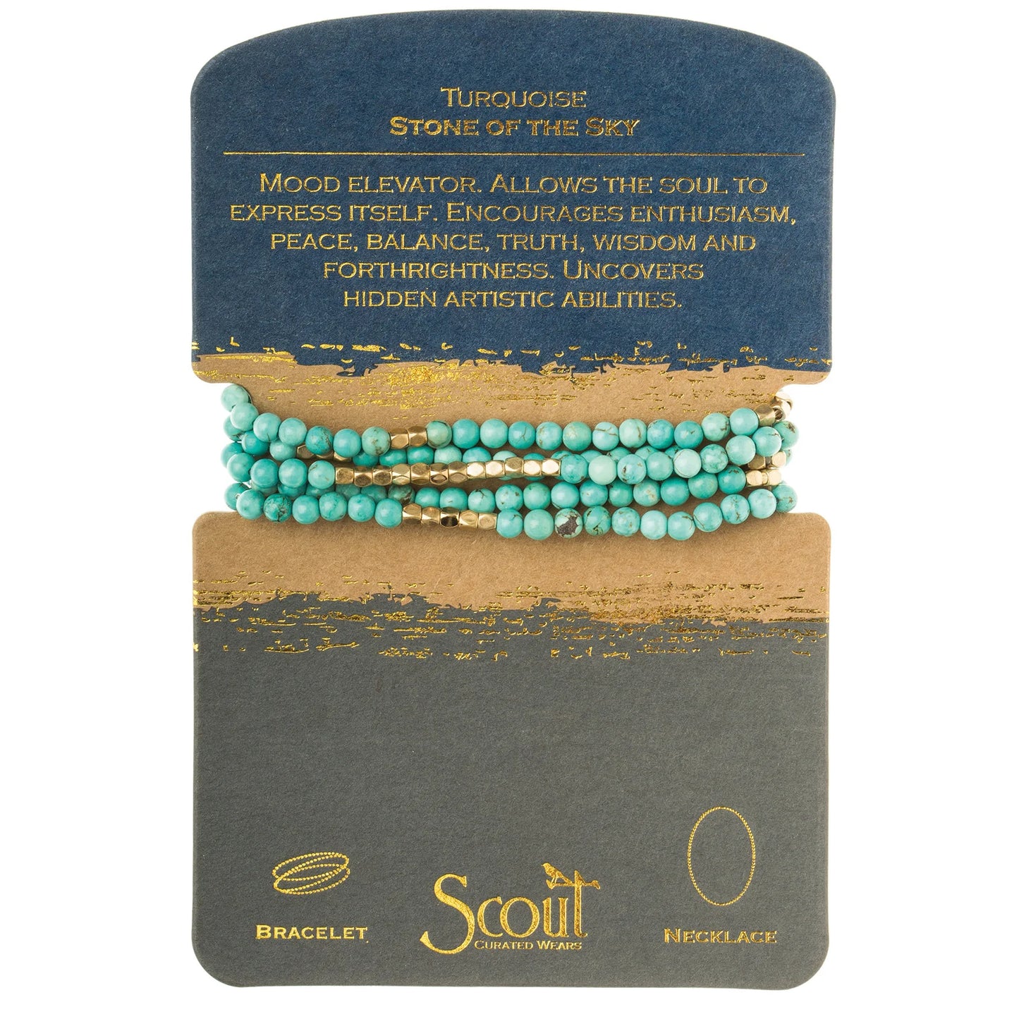 Stone Wrap Bracelet + Necklace Turquoise Gold - Stone Of The Sky