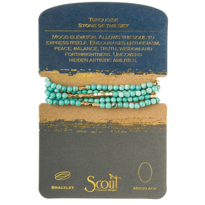 Stone Wrap Bracelet + Necklace Turquoise Gold - Stone Of The Sky